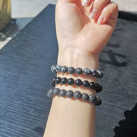 snowflake obsidian stretch bracelet gemstone