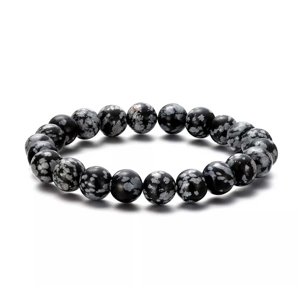 snowflake obsidian stretch bracelet gemstone