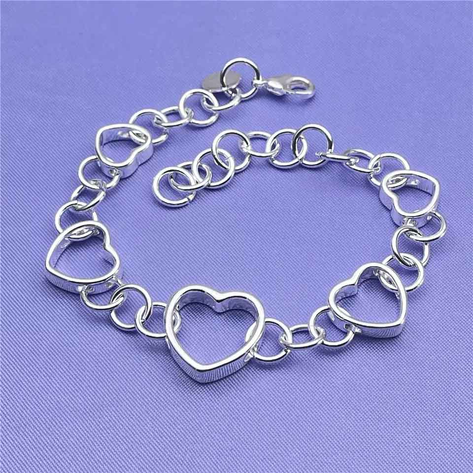 silver heart bracelet womens jewellery