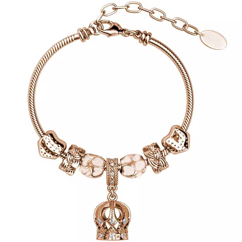 rose gold charm bracelet crown