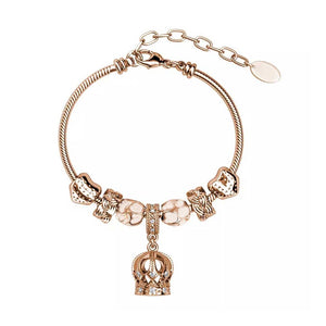 rose gold charm bracelet crown enamel