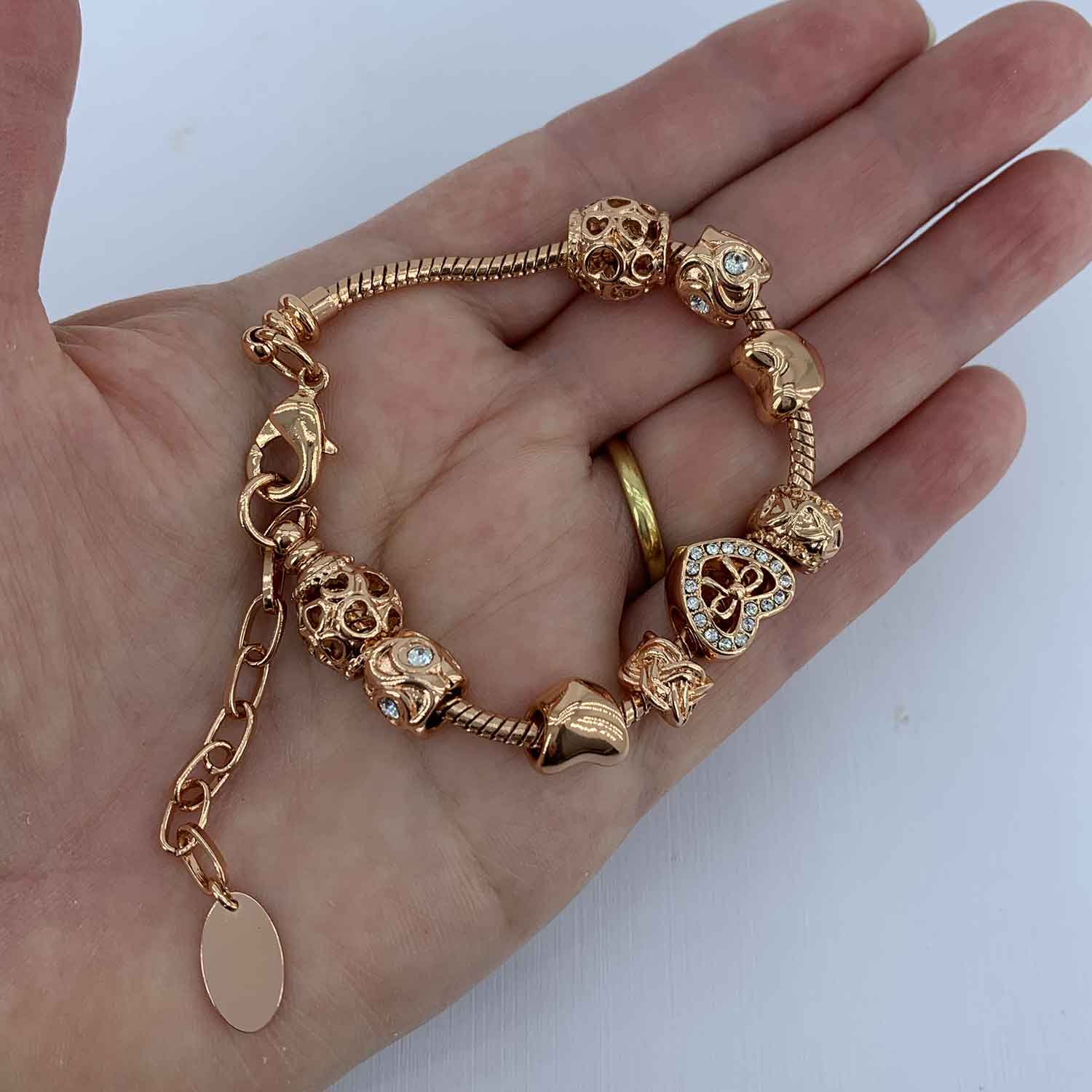 Pandora Ladies' Engraved Bracelet With T-Clasp, Heart, Gold 569285C00