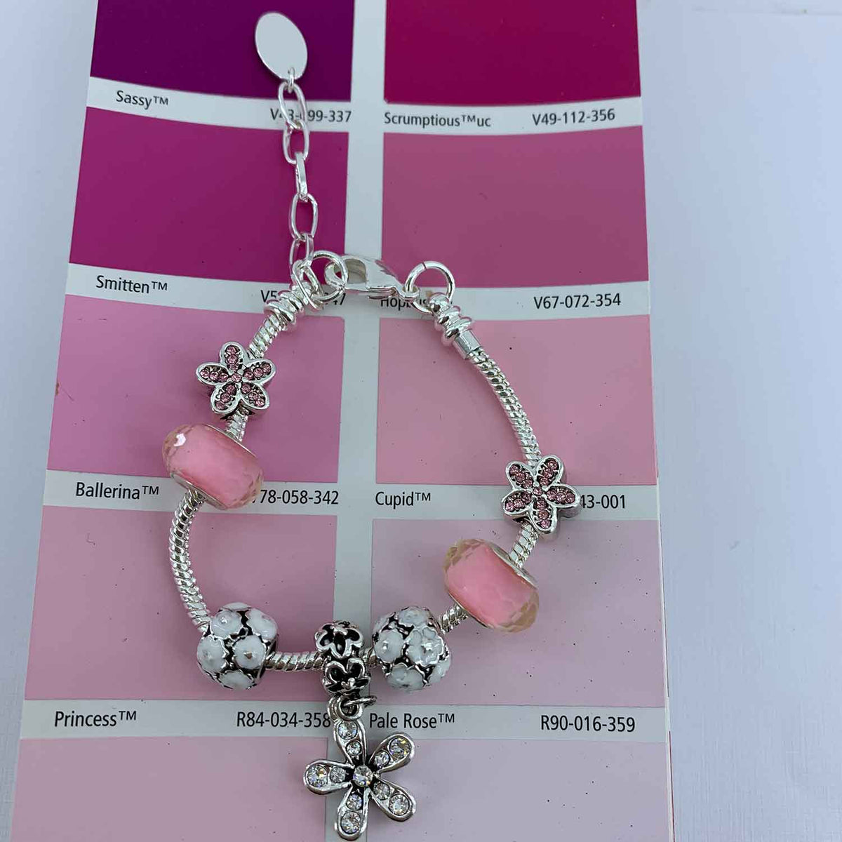 pink silver crystal charm bracelet jewellery nz