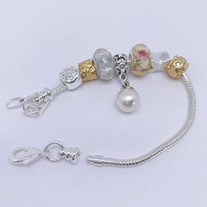 silver charm bracelet crystal