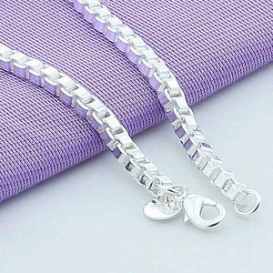 square box silver chain bracelet