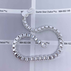 square box silver chain bracelet