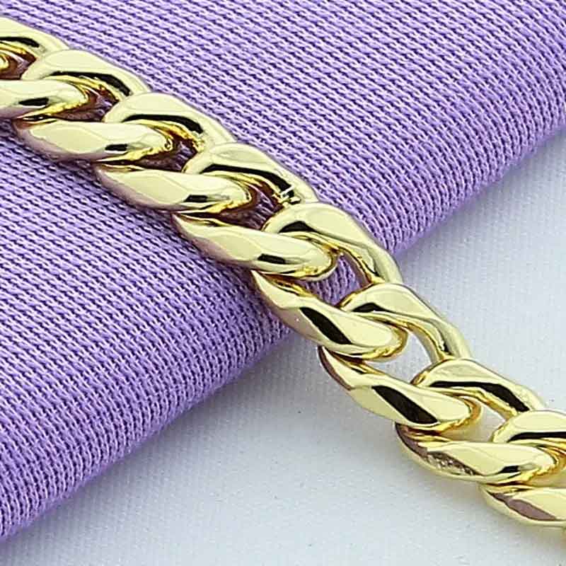 Gold Flat Curb Chain Bracelet 