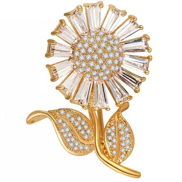 gold daisy brooch for women