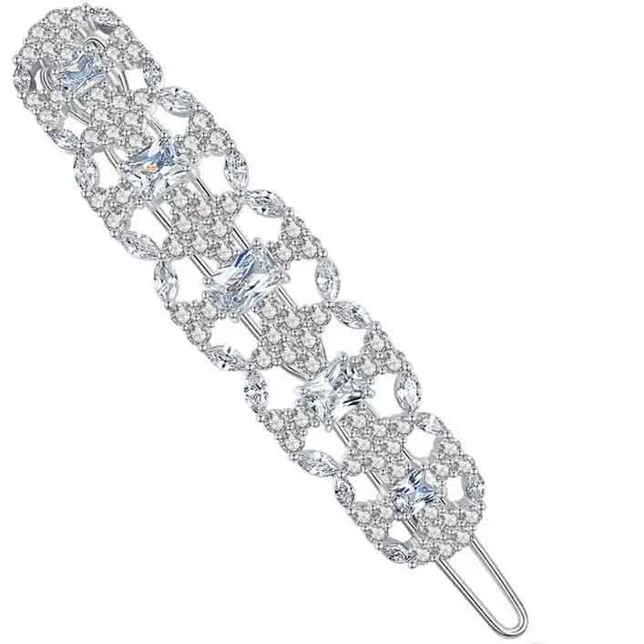 silver crystal barrette hair clip