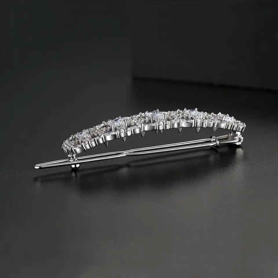 silver crystal barrette hair clip