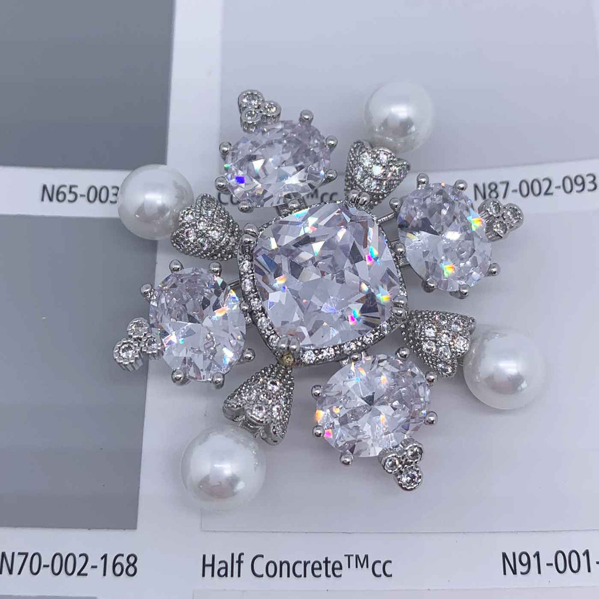 Silver Crystal and Pearl Brooch "Tsar"