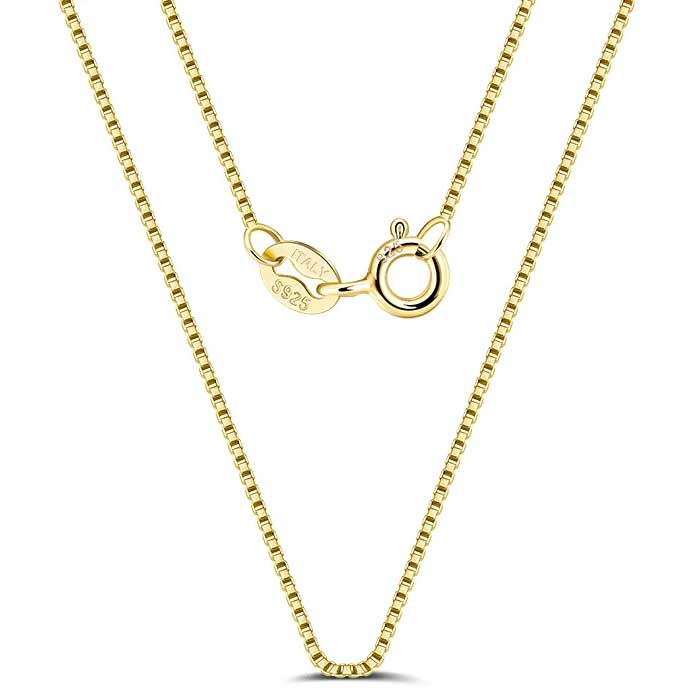 gold box chain necklace