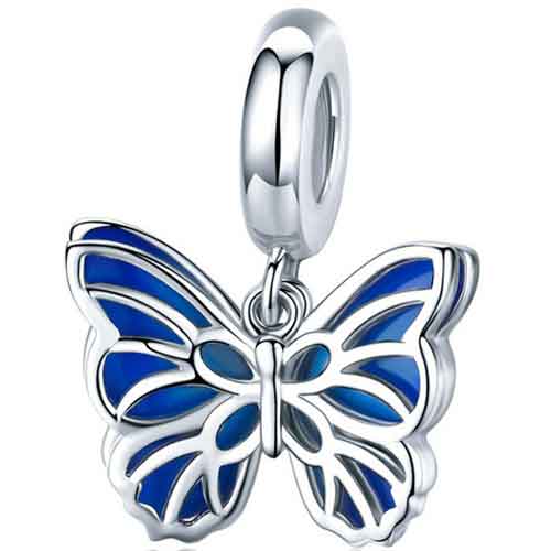 silver bracelet charm blue butterfly frenelle jewellery