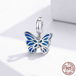 silver bracelet charm blue butterfly frenelle jewellery