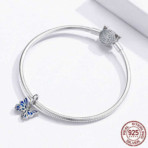 silver bracelet charm blue butterfly frenelle jewellery