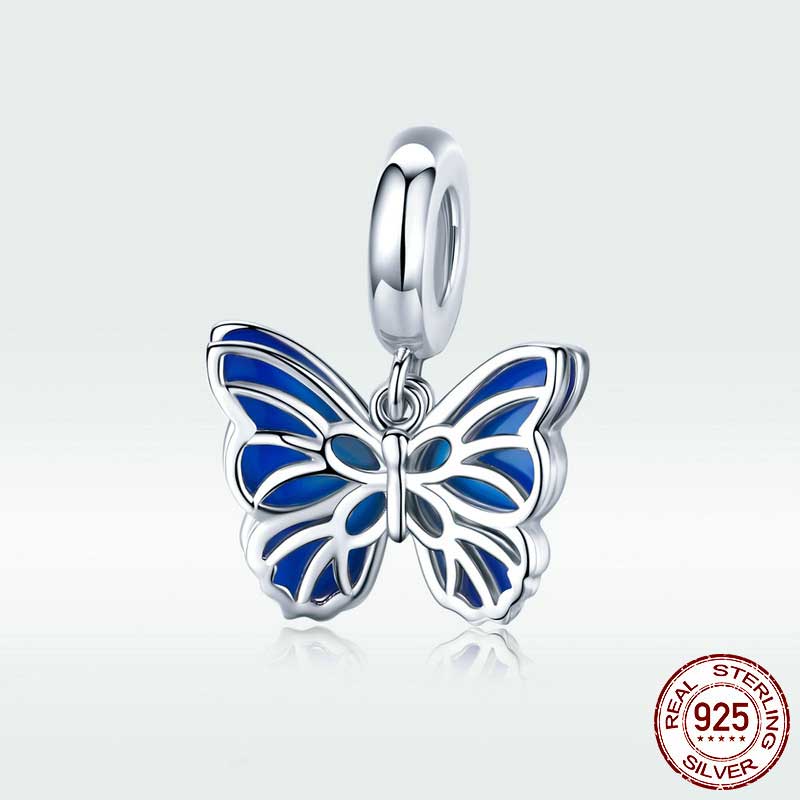 silver bracelet charm blue butterfly frenelle jewellery