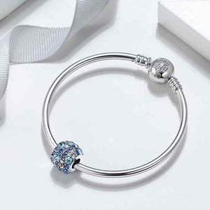 crystal blue silver charm for women girls