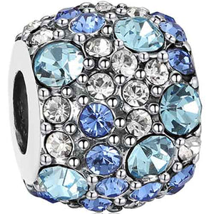 crystal blue silver charm for women girls