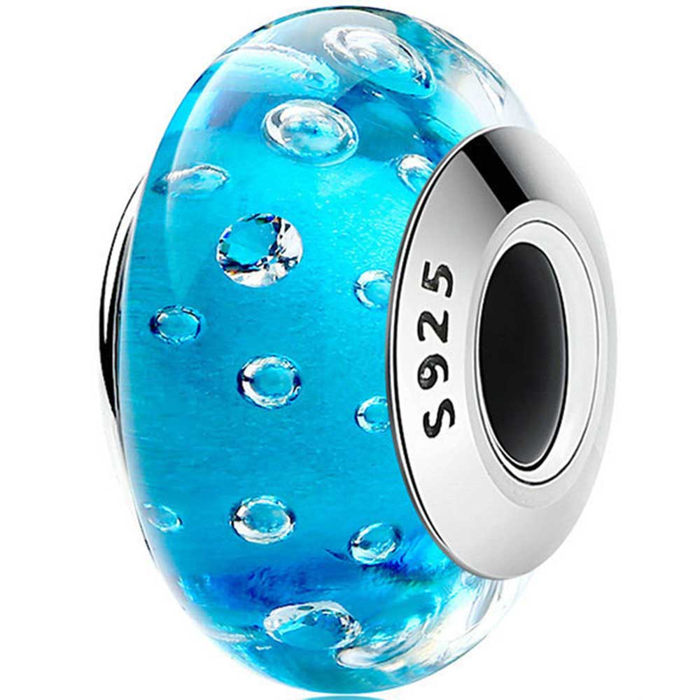 blue murano glass charm bead bracelet