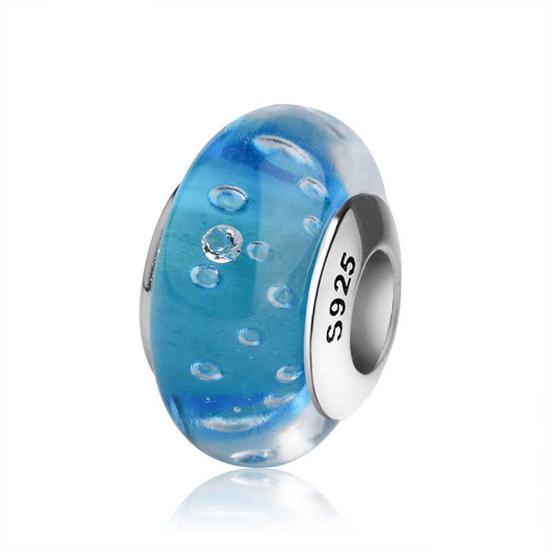 blue murano glass charm bead bracelet
