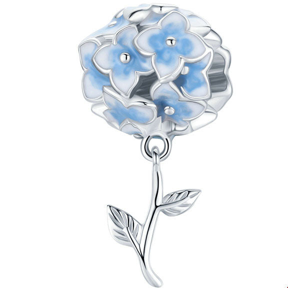 blue flower silver charm for bracelet