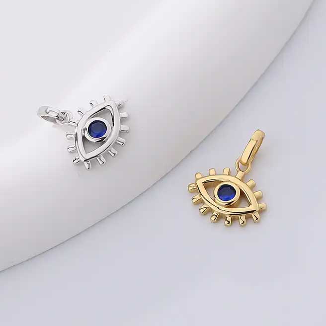 silver evil eye charm frenelle jewellery