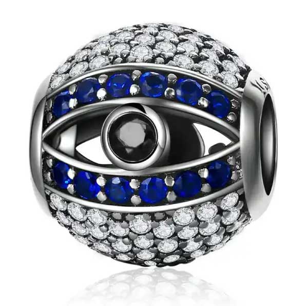 silver evil eye nazar charm bead