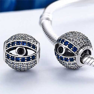 silver evil eye nazar charm bead jewellery