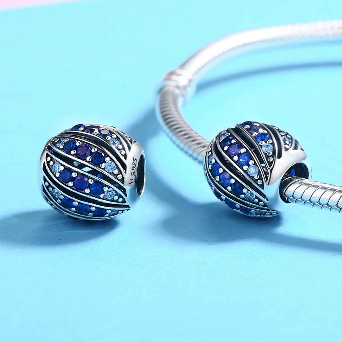 blue silver crystal charm for bracelet