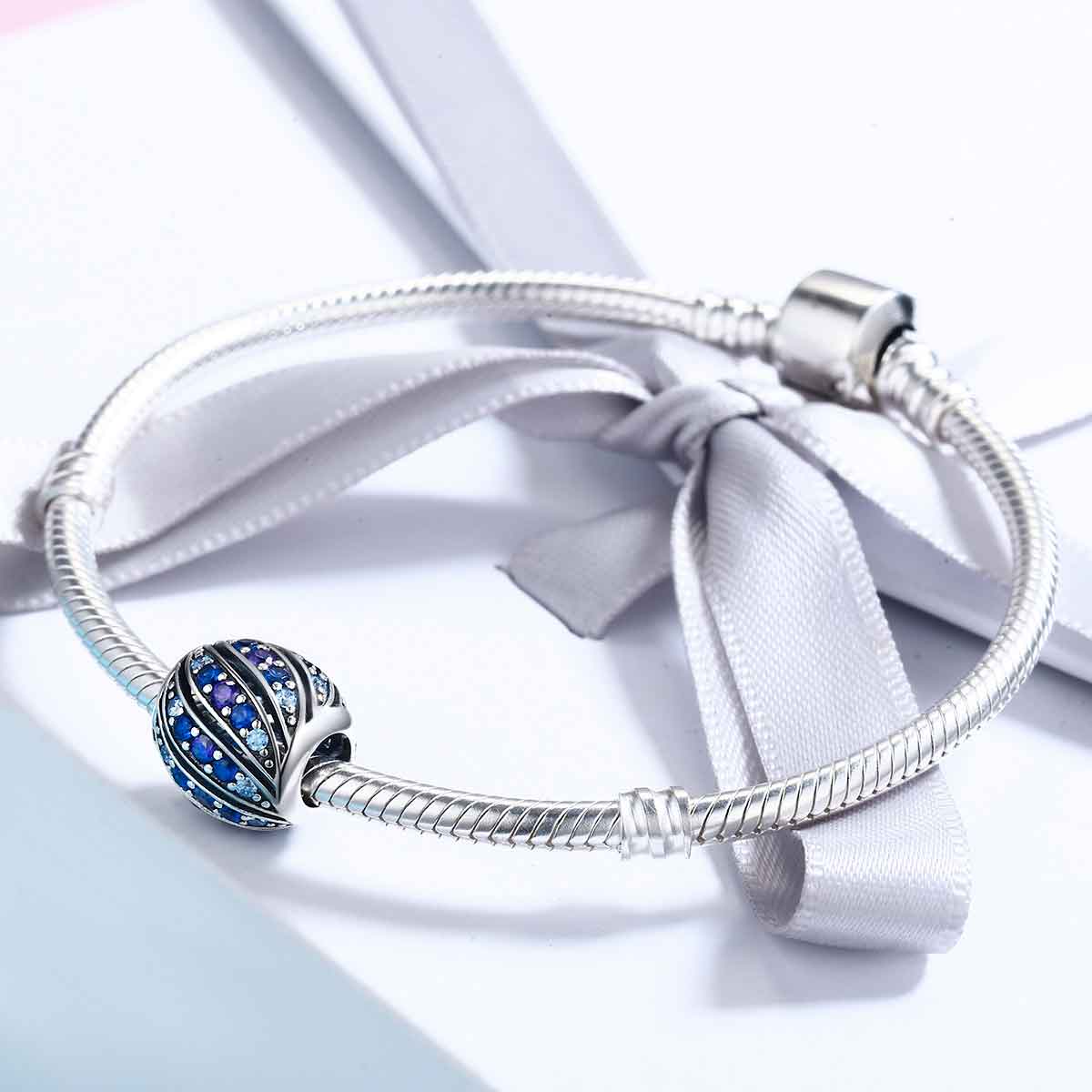 blue silver crystal charm for bracelet for women