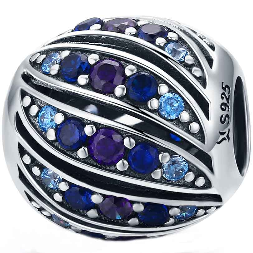 blue silver crystal charm for bracelet