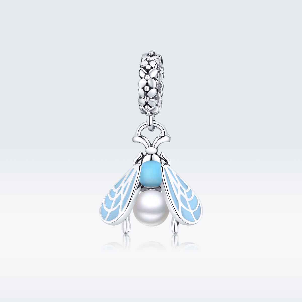 charm silver moth  blue bracelet for women girls