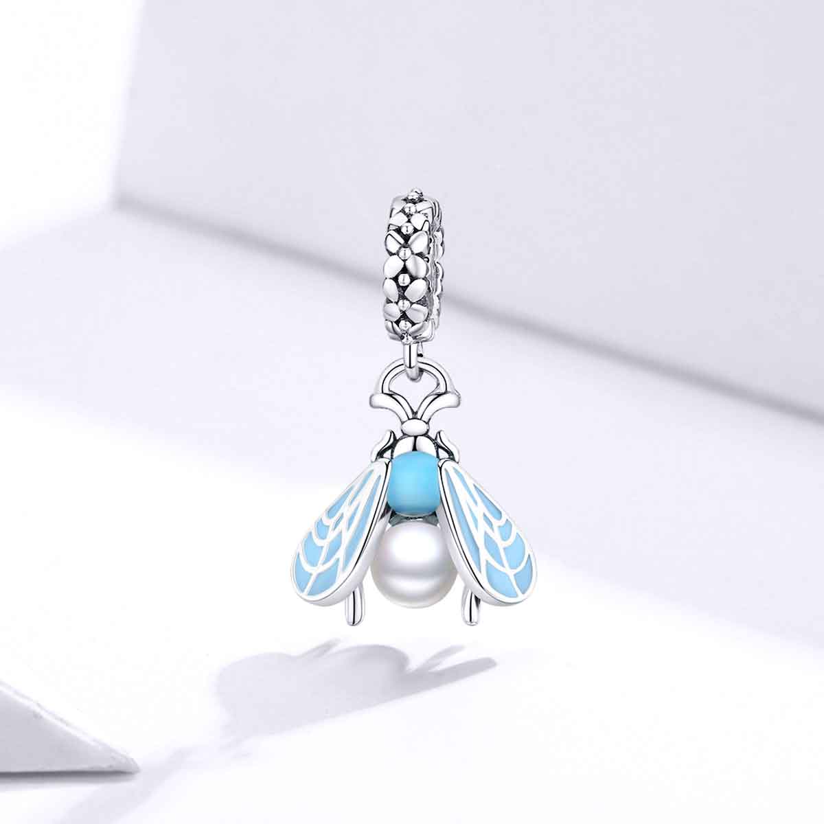 charm silver moth  blue bracelet for women girls