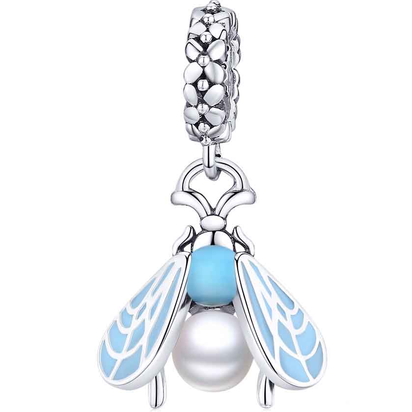 charm silver moth  blue bracelet for women girls