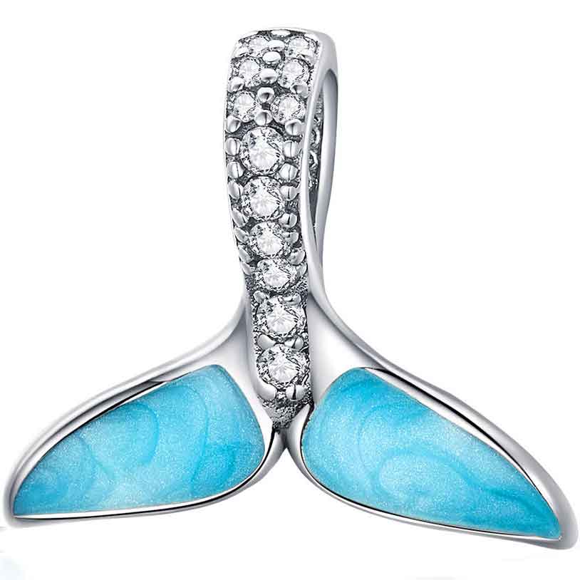 blue whale tail silver charm pandora