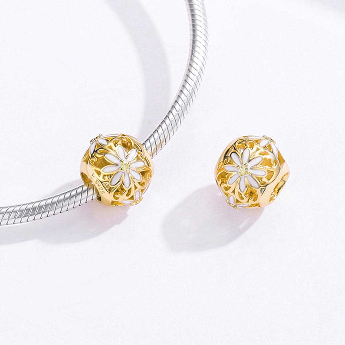 gold charm white daisies