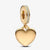 gold dangle heart charm for bracelet