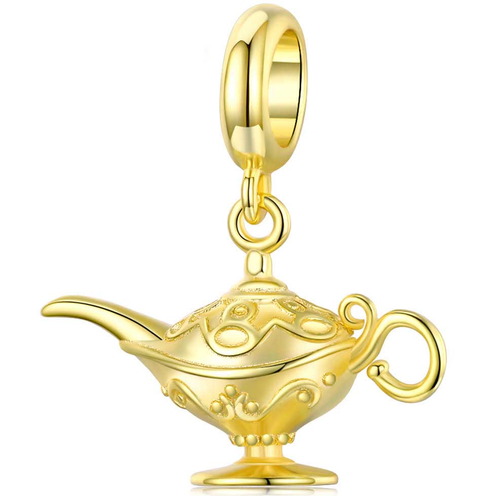 golden lamp aladin wish charm bracelet