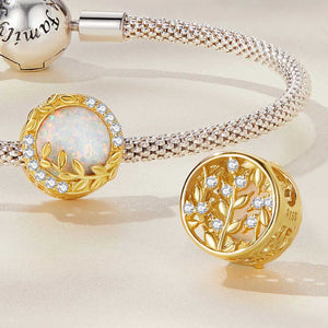 gold opal charm for bracelet frenelle