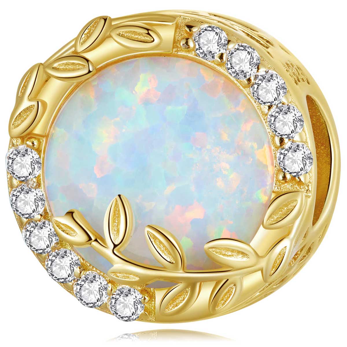 gold opal charm for bracelet