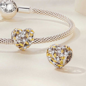 gold silver heart charm for bracelets