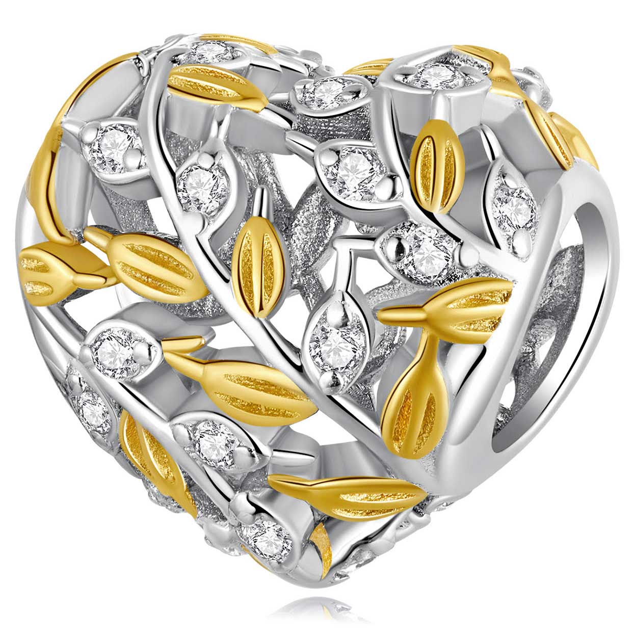 gold silver heart charm