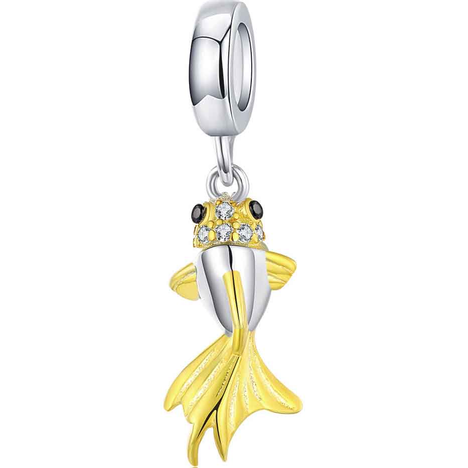 silver and gold fish charm pandora
