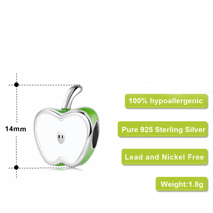 frenelle jewellery charm bracelet green apple silver