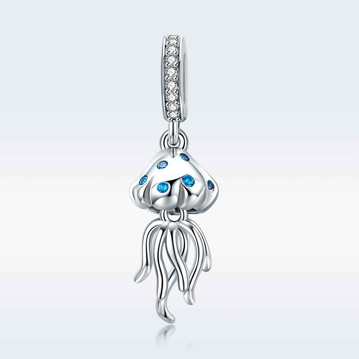 jellyfish silver blue charm