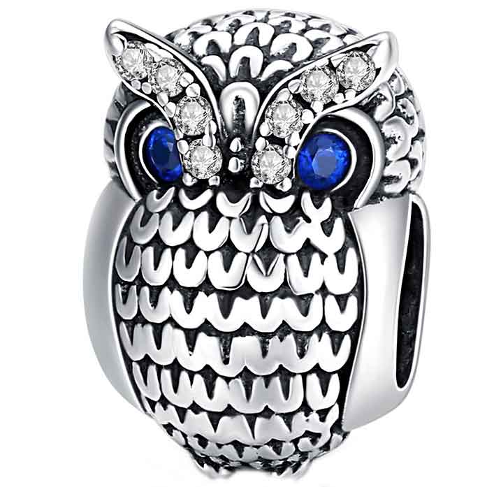 wise owl silver charm bracelet