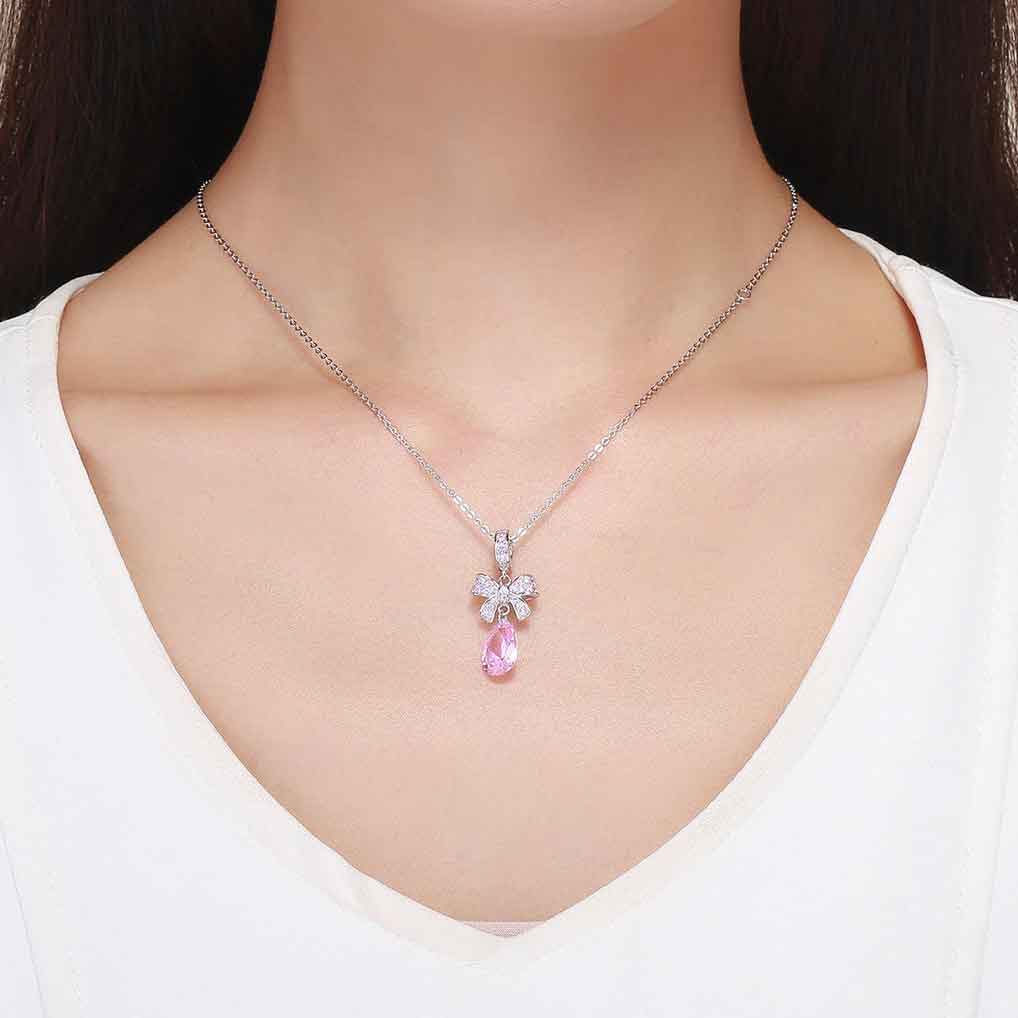 pink crystal silver charm for women girls