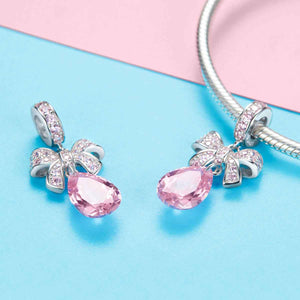 pink crystal silver charm for women girls