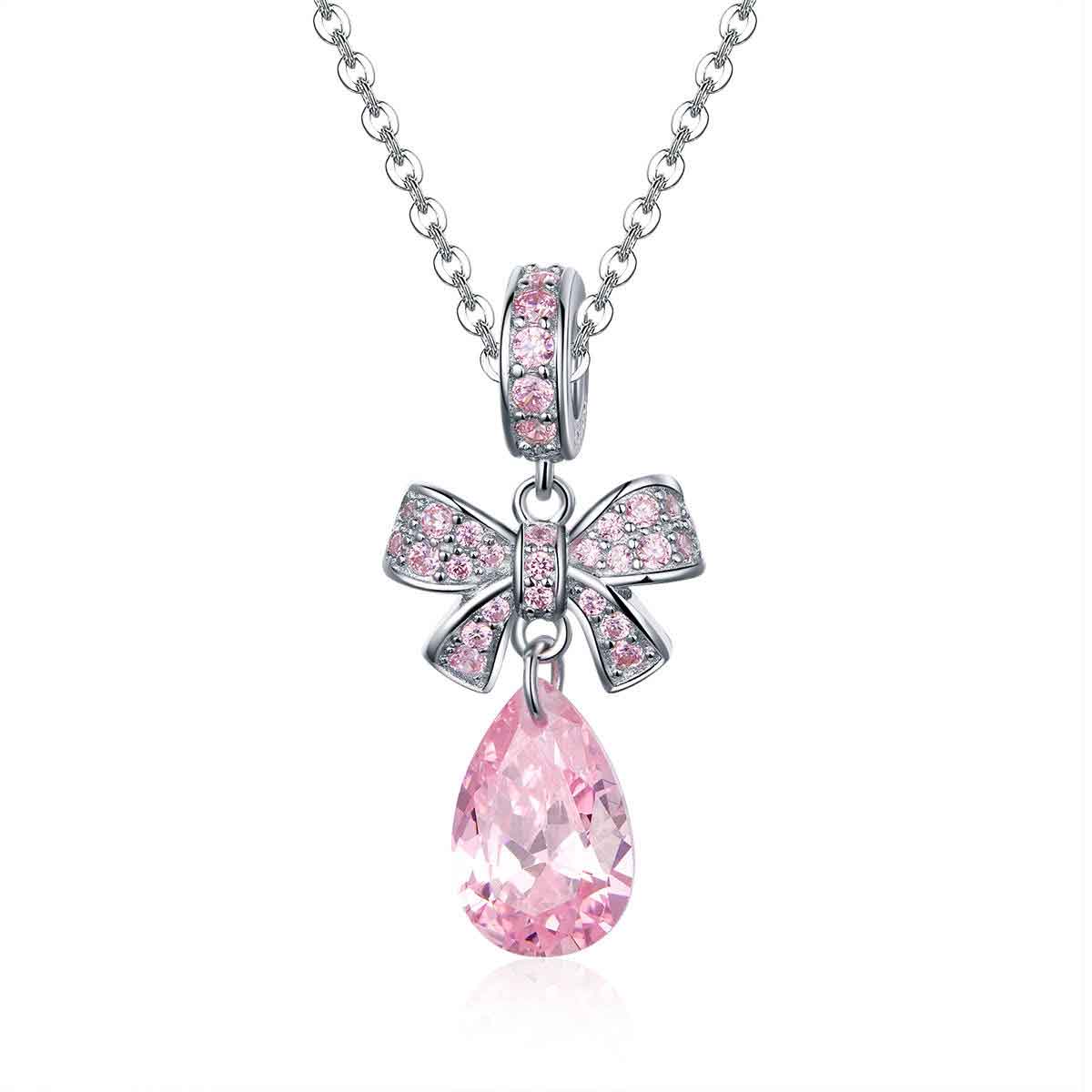 pink crystal silver charm for women girls