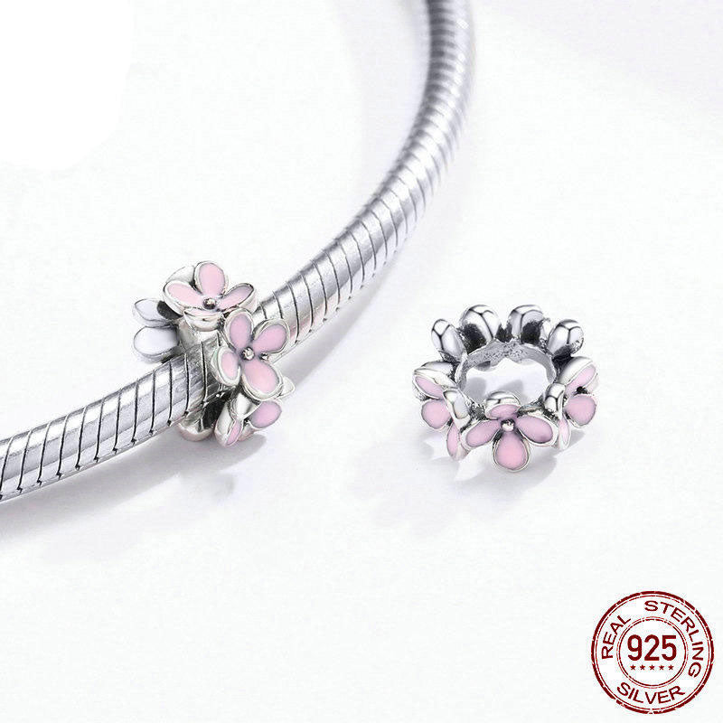 pink spacer silver flower pandora